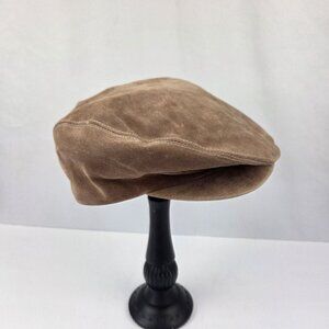 Genuine Suede Brown Newsboy Cap By Seifter Associates Medium